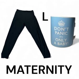 ENERFUL Maternity Leggings Size Large Black 2 Side Cell Phone Pockets